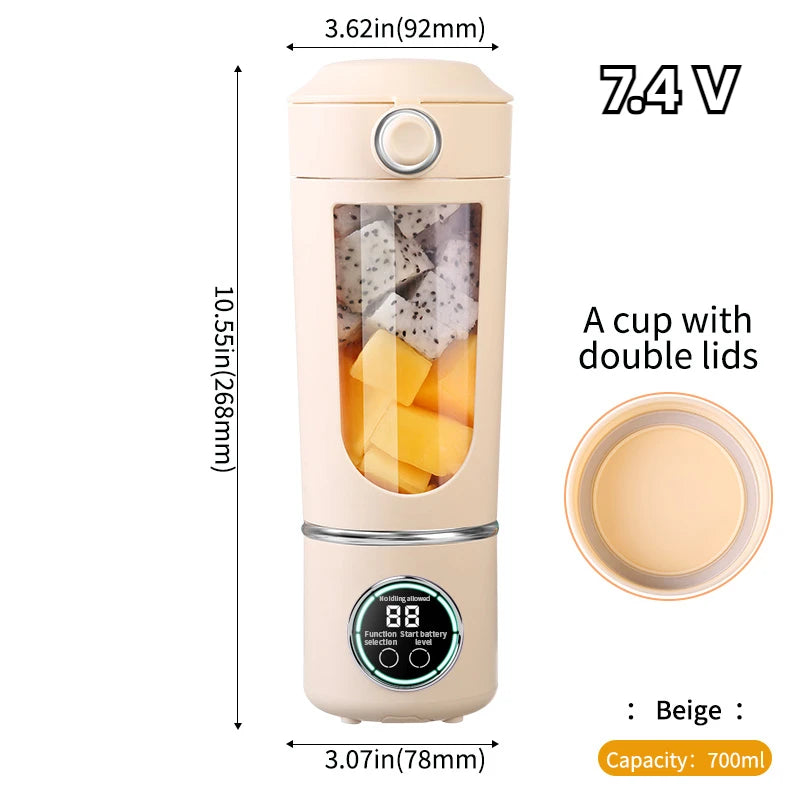 New Portable Juice Maker Blender for Shakes Smoothie 700ML Durable Juicer Steel Blades 2 In 1 Blender Bottle Smoothie Portable